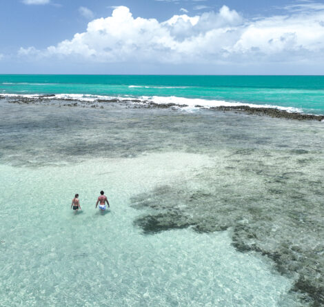 Piscinas naturais de Japaratinga na Costa dos Corais.